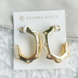 Kendra Scott - Holland Gold White CZ Hoop Earrings - new